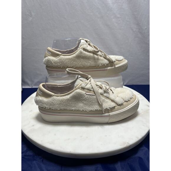 Coach City Sole Shearling Platform Sneakers Shoes Natural Chalk Women Size 8 - Picture 3 of 16